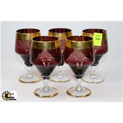 LOT OF 5 GOLD OVERLAY GOBLETS