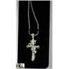 Image 1 : FANCY SOLID .925 SILVER CROSS & CHAIN - 18"