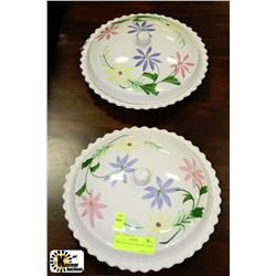 PAIR OF FLUTED FLORAL PIE DISHES