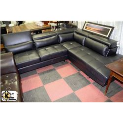 NEW BLACK LEATHERETTE LIFT BACK SECTIONAL