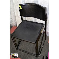 PAIR OF BLACK METAL & PLASTIC CHAIRS