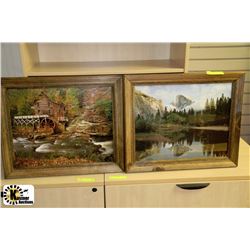 SET OF 2 WOODEN/STRAW FRAMED PICS 24"X20" EACH
