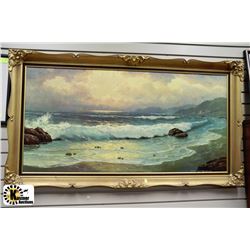 OIL ON BOARD OCEAN SCENE