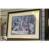 Image 1 : TWO WOLVES PRINT - WOOD FRAMED &