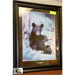 BLACK BEAR CUB PRINT - WOOD FRAMED &