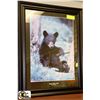 Image 1 : BLACK BEAR CUB PRINT - WOOD FRAMED &
