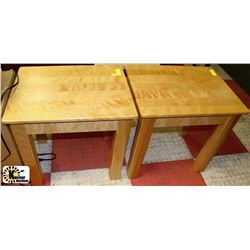 SET OF 2 SOLID WOOD BIRCH SIDE TABLES