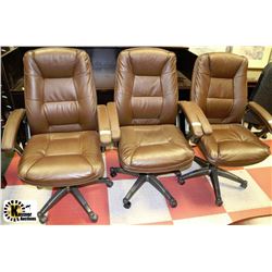 SET OF 6 LEATHER BOARD ROOM CHAIRS MEDIUM BROWN