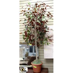 ARTIFICIAL FIG TREE BURGUNDY LEAVES 2 TRUNKS