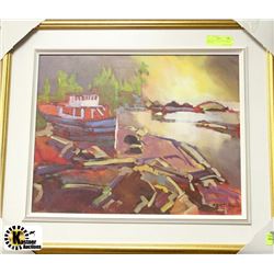 LAKE WITH TUGBOAT BY AUDREY BAKEWELL