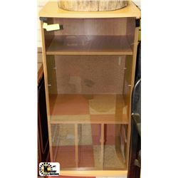 CABINET WITH GLASS DOOR LIGHT BROWN 20.5"X18"X42"