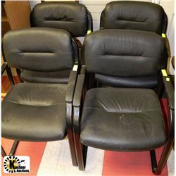 SET OF 4 BLACK LEATHERETTE RECEPTION CHAIRS