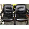 Image 1 : SET OF 2 BLACK LEATHER RECEPTION/CLIENT CHAIRS