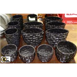 13 PC BLACK VASE/PLANTER SET