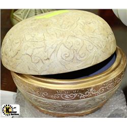 DECORATIVE ROUND CARVED FRUIT BOWL  (OPENS UP)
