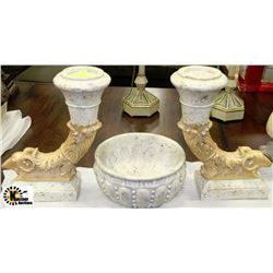 PAIR OF CANDLE HOLDERS (BIG HORN SHEEP ) & FRUIT