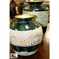 PAIR OF GREEN VASES
