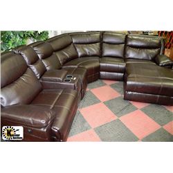 NEW BROWN LEATHERETTE ELECTRIC RECLINING SECTIONAL