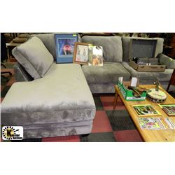 GREY MICROFIBRE CHAISE LOUNGE SECTIONAL