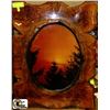 Image 1 : WOODEN HANDMADE SUNSET PIC 19"X26"
