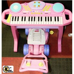 ASSORTED GIRLS TOYS INCLUDING BIKE, PIANO, &