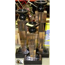 NEW LOT OF MATCHING 3PC GOLD LEAF CANDLE HOLDERS