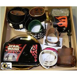 FLAT OF LEATHER BRACELETS, STAR WARS PLAYING CARDS