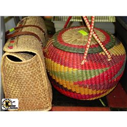 LOT OF 2 HAND WOVEN BASKETS