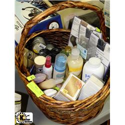 WICKER BASKET WITH VARIETY OF AVON COSMETICS
