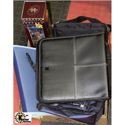 FLAT WITH NEW LUNCH BAGS, CD CASES, & 3-D PUZZLE