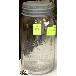 VINTAGE CROWN MASON JAR WITH LID
