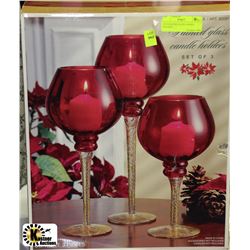 NEW PAINTED GLASS CANDLE HOLDERS