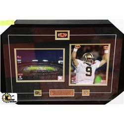 FRAMED SAINTS SUPERBOWL PIC WITH PINS 26"X21"