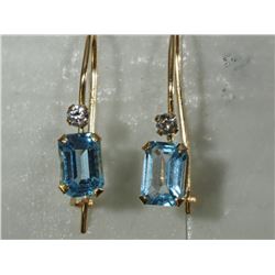 10K GOLD BLUE TOPAZ & WHITE SAPPHIRE EARRINGS