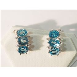 STERLING SILVER BLUE ZIRCON EARRINGS
