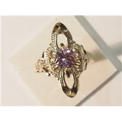 STERLING SILVER PINK CUBIC ZIRCONIA RING