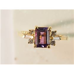 14K GOLD AMETHYST(1.0CT) & DIAMOND(0.21CT) RING