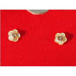 14K GOLD DIAMOND EARRINGS WITH MOTHER OF PEARL