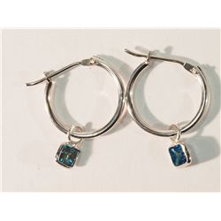 14K GOLD BLUE DIAMOND(0.41CT) HOOP EARRINGS