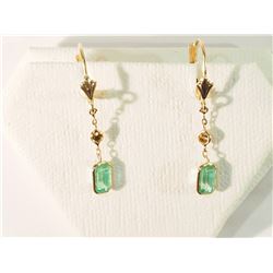 14K GOLD EMERALD(2.0CT) & DIAMOND(0.22CT) EARRINGS
