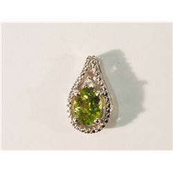 STERLING SILVER PERIDOT & DIAMOND PENDANT