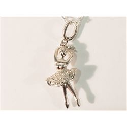 STERLING SILVER DIAMOND(0.10CT) BALLERINA PENDANT