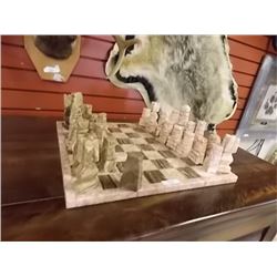 MARBLE CHESS BOARD WITH MARBLE CHESS PIECES - NEW