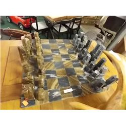 MARBLE CHESS BOARD WITH MARBLE CHESS PIECES - NEW