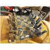 Image 1 : MARBLE CHESS BOARD WITH MARBLE CHESS PIECES - NEW