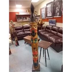 UNIQUE CARVED FIRST NATIONS TOTEM POLE - 6' TALL