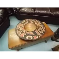 UNIQUE CARVED FIRST NATIONS FESTIVAL BOWL - 24"' DIAMETER