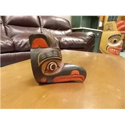 UNIQUE CARVED FIRST NATIONS WALL MASK - 5" L X 3" W X 4 ½"  TALL