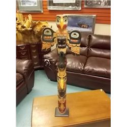 UNIQUE CARVED FIRST NATIONS TOTEM POLE - 39 ½" TALL