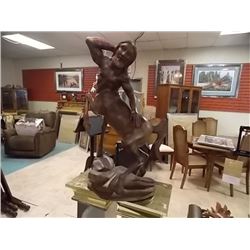 UNIQUE CARVED TEAK WOOD HORSE TO MAN STATUE - SAGATARIUS - 43" T X 24" W